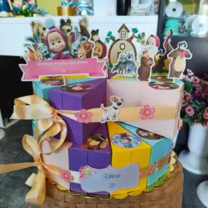 Картонена торта Маша и Мечока